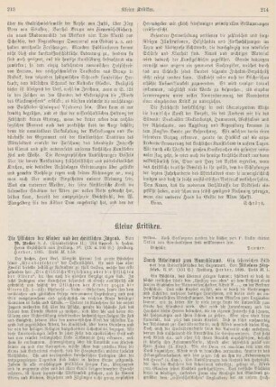 213-216 Kleine Kritiken