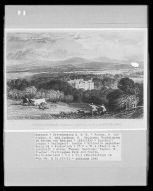 Wanderungen im Norden von England, Band 2 — Bildseite gegenüber Seite 66 — Chillingham Park and Castle, Northumberland