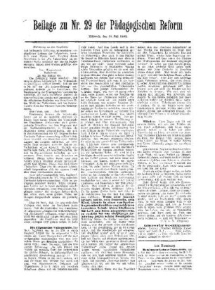 Mitteilungen (Fortsetzung aus dem Hauptblatt) : Beilage zu Nr. 29 der Pädagogischen Reform