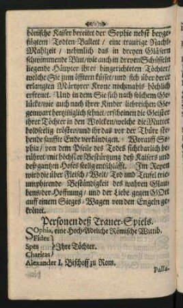Personen deß Trauer-Spiels.