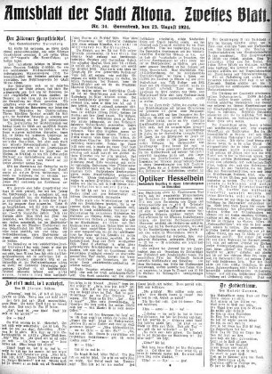 Nummer 34. Zweites Blatt. : Sonnabend, den 23. August 1924