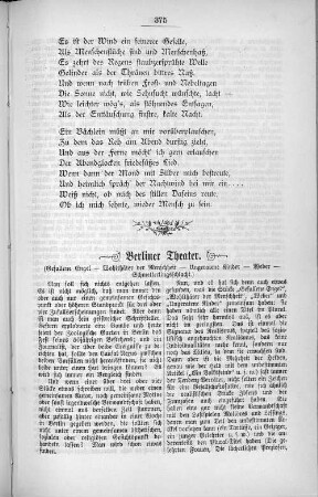 Berliner Theater. (Gefallene Engel - wohlthäter der Menschheit - Ungeratene Kinder - Weber- Schmetterlingsschlacht.)