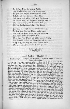 Berliner Theater. (Gefallene Engel - wohlthäter der Menschheit - Ungeratene Kinder - Weber- Schmetterlingsschlacht.)