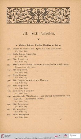 VII. Textil-Arbeiten (Nr. 590-825)