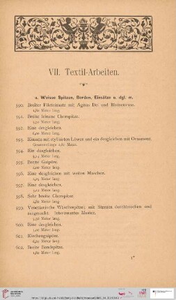 VII. Textil-Arbeiten (Nr. 590-825)