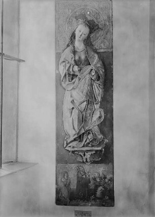 Heilige Margaretha mit Alnpeckschem Wappen und Bildnis von G. Alnpeck