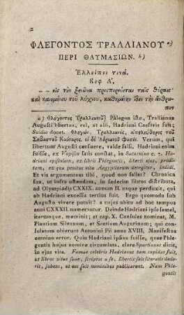 Phlegontis Tralliani Opuscula Graece Et Latine