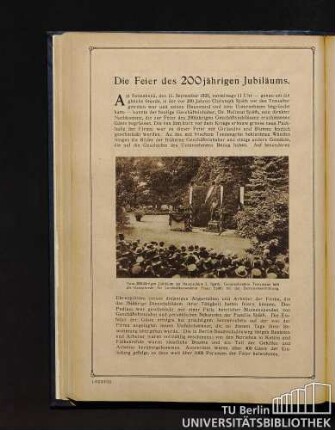 Die Feier des 200jährigen Jubiläums.