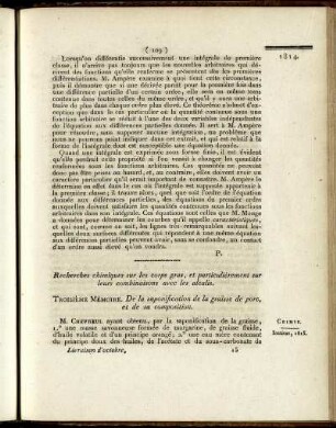 Recherches chimiques sur les corps gras, et particulièrement sur leurs combinaisons avec les alcalis