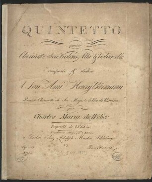 Quintetto pour clarinette, deux violons alto & violoncelle : op. 34
