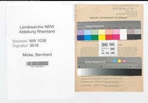 Entnazifizierung Bernhard Micke , geb. 20.10.1890 (Finanzbeamter)