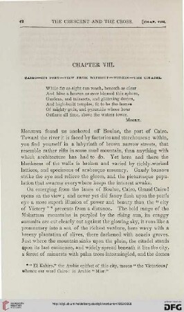 Chapter VIII: Cairo – its port – view from without – within – the citadel