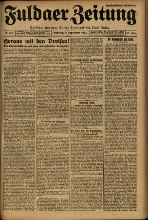 Erste Ausgabe vom Sonntag, den 09. September 1923.