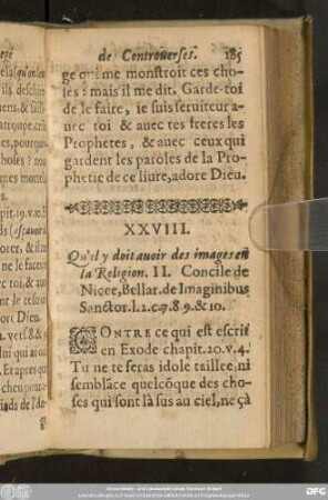 XXVIII. Qu'il y doit avoir des images en la Religion. ...