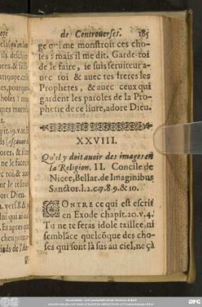 XXVIII. Qu'il y doit avoir des images en la Religion. ...