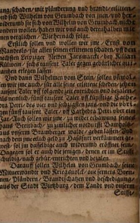 Copia des Vertrags zwischen dem Bischoff zu Wirtzburg vnd Wilhelm von Grumbach