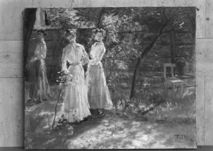 Die drei Töchter des Künstlers im Garten