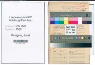 Entnazifizierung Josef Kentgens , geb. 07.08.1892 (Kaufmann)