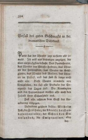 Verfall des guten Geschmacks in der dramatischen Dichtkunst