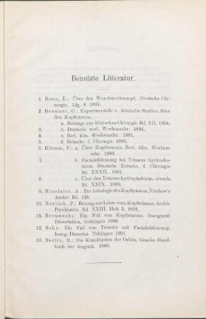 Benutzte Litteratur.