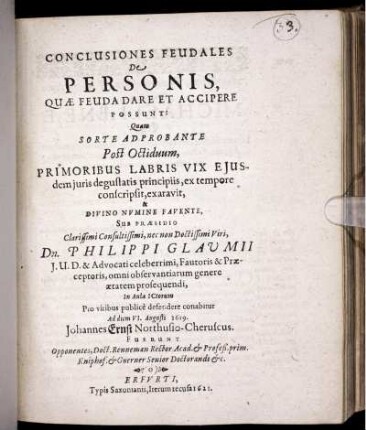 Conclusiones Feudales De Personis, Quae Feuda Dare Et Accipere Possunt
