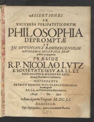 Assertiones Ex Universa Peripateticorum Philosophia