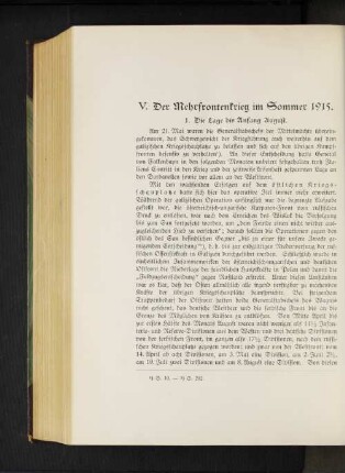 V. Der Mehrfrontenkrieg im Sommer 1915.