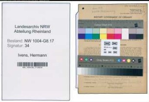 Entnazifizierung Hermann Ivens , geb. 18.09.1892 (Vorarbeiter)