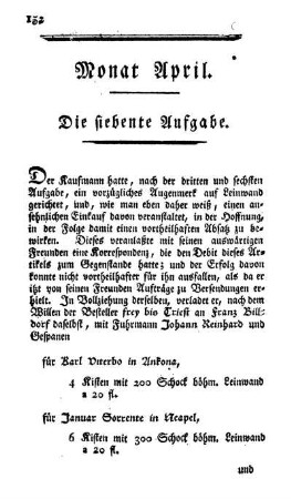 Monat April. Die siebente Aufgabe. - Die achte Aufgabe.