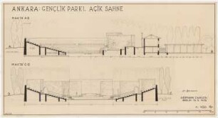 Gesamtbebauungsplan Ankara Teilbebauungsplan Jugendpark: Schnitt und Aufriss 1:100, Teilplanung Freilufttheater