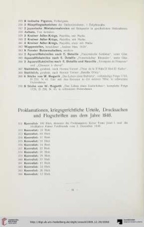 Proklamationen, kriegsgerichtliche Urteile, Drucksachen und Flugschriften aus dem Jahre 1848 (Nr. 371-384)