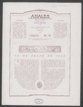 La nota : 18 de julio de 1830