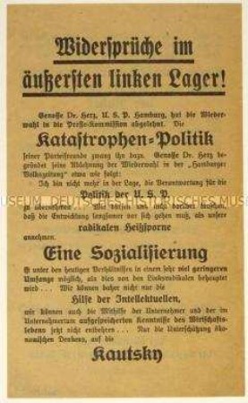 Flugblatt der SPD gegen die USPD
