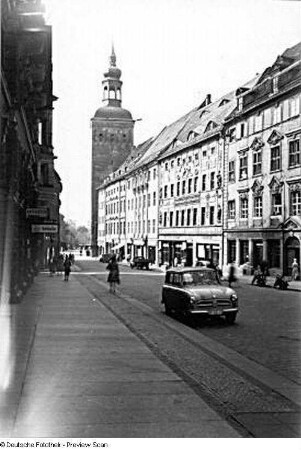Bautzen. Innere Lauenstraße. Westseite mit Lauenturm (1400/1403)