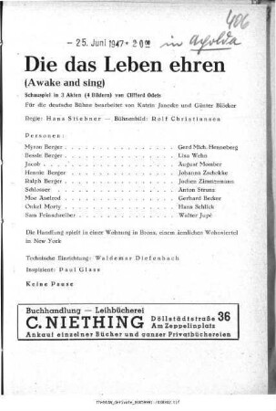Die das Leben ehren (Awake and sing)