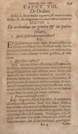 Caput VIII. De Ordine.