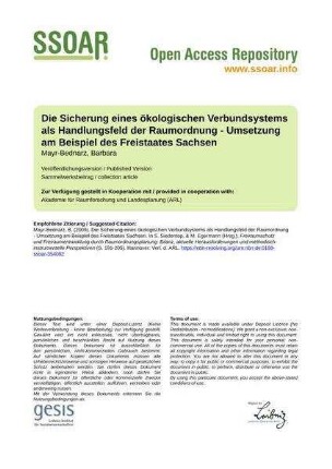 Die Sicherung eines ökologischen Verbundsystems als Handlungsfeld der Raumordnung
- Umsetzung am Beispiel des Freistaates Sachsen