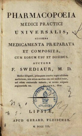 Pharmacopoeia medici practici universalis : sistens medicamenta praeparata & composita ...