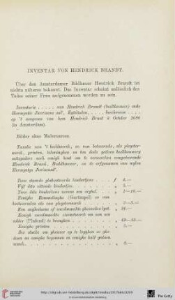 Inventar von Hendrick Brandt