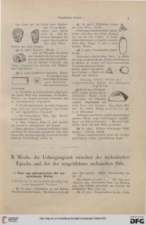 II: Werke der Ueberganszeit zwischen der mykenischen Epoche und der des ausgebildeten archaischen Stils