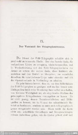 IX. Der Vorstand des Telegraphenwesens