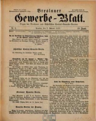 Breslauer Gewerbeblatt : Organ des Breslauer und Schlesischen Central-Gewerbevereins, 19. 1873