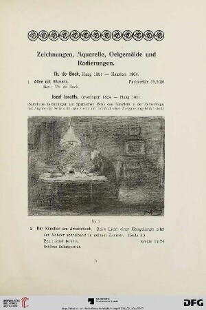 Zeichnungen, Aquarelle, Ölgemälde und Radierungen (Nr. 1-79)