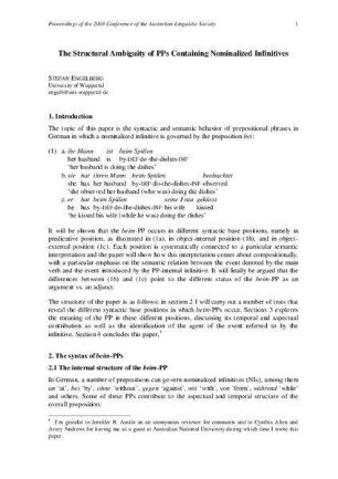 The structural ambiguity of PPs containing nominalized infinitives
