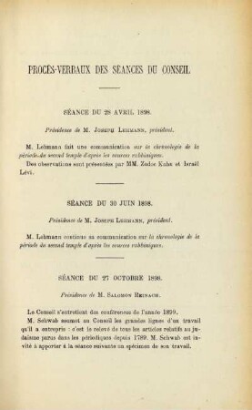 Procès-verbaux des séances du Conseil
