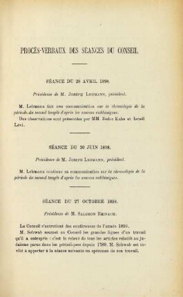 Procès-verbaux des séances du Conseil