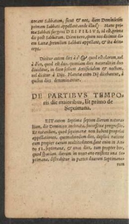 De Partibus Temporis die maioribus, Et primo de Septimana.