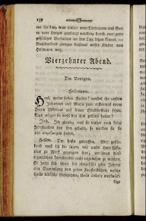 Vierzehnter Abend. - Siebenzehnter Abend.