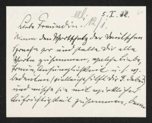 Brief von Josef Block an Margarete Hauptmann