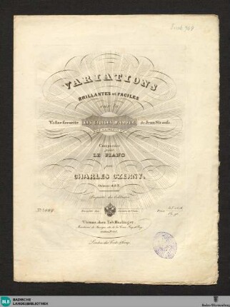 Variations brillantes et faciles sur la valze favorite Les etoiles d'amour de Jean Strauss : oeuvre 485